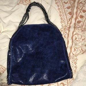 Navy Falabella Shaggy Deer Big Tote
